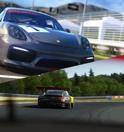 Ingame Bild-Collage einer Rennsimulation