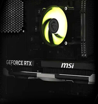 Integrierter Gaming-PC im ZEEEM RACR R Performance mit NVIDIA GeForce RTX Grafikkarte.